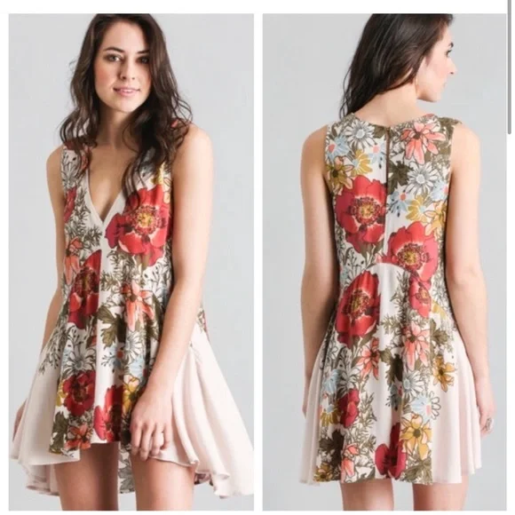 NWOT Free People “Backyard Party” Floral High Low Tunic Dress Size S - Picture 5 of 16